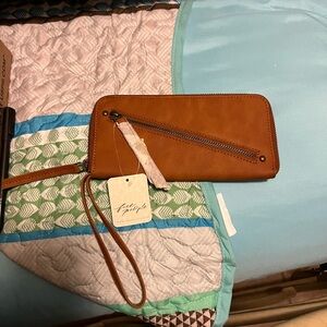 Free People Tan Wristlet Wallet